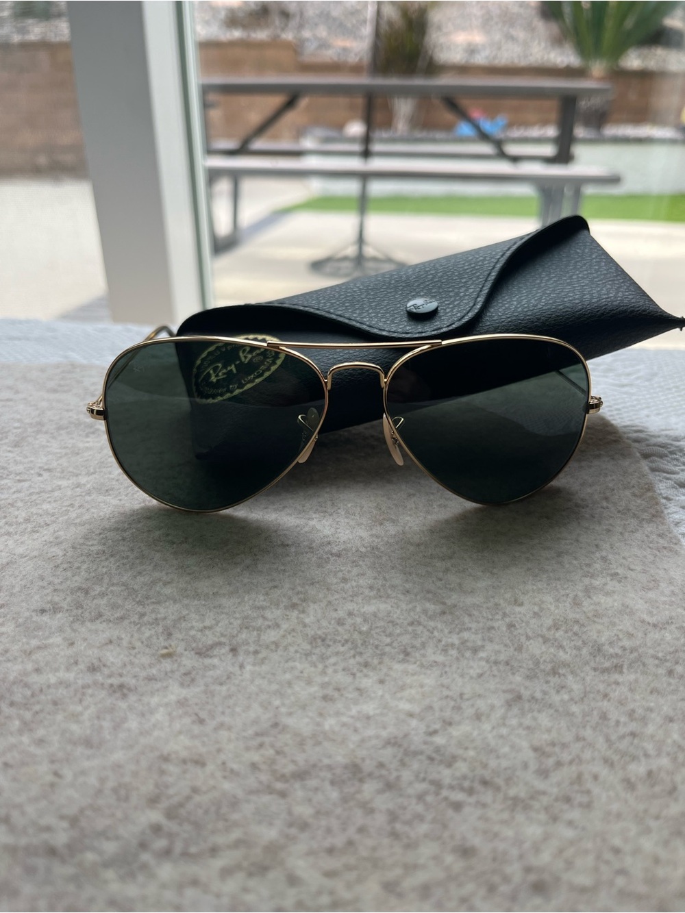 Rayban Aviator Sunglasses RB30265 Large 58/14 Gold Green (mint condition)